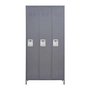 3 Employee Metal Lockers With 72 Inch High Locks, Home Gym Office, School Garage Lockers, Gray Rieworkes