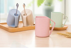 Wheat Square Mouth Oblique Toothbrush Cup Rieworkes