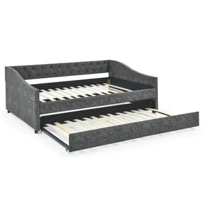 The Full-size Sofa Bed Features A Double-sized Upholstered Tufted Sofa Bed On Wheels Unavailable Platforms- Temu Rieworkes
