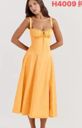 Parisian Dress - Waist Shaping Floral Maxi Dress (One Piece) Mimarta