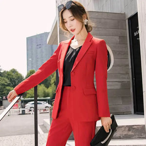 Red Women's Suit Set - Fashionable Work Attire 2020 Mimarta