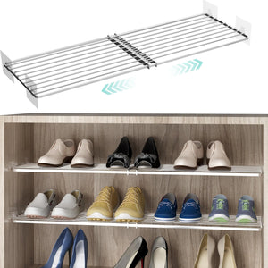 jkxoo Expandable Closet Tension Shelves Organizers Adjustable Wall Mounted Tension Shelf for Cabinet Rack Storage Wardrobe Divider Shelving for Closets Pantry Cupboard Kitchen Mimarta