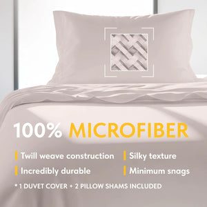 Beige Duvet Cover Queen Size Microfiber Set of 1 Down Comforter Cover 2 Pillows Rieworkes