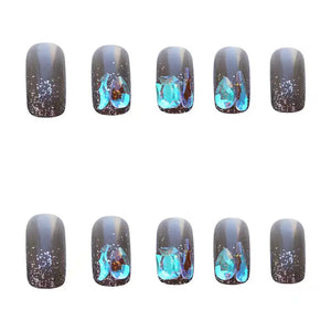 24 Pcs Luxury Purple Starry Short Fake Nails Set Mimarta