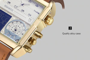 Luxury Sport Square Leather Watch Rieworkes
