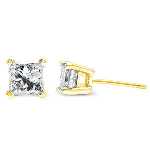 IGI Certified 1/2 Cttw Princess-Cut Square Diamond 4-Prong Solitaire Stud Earrings in 14K Yellow Gold (I-J Color, SI1-SI2 Clarity) Rieworkes