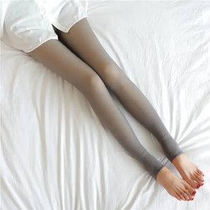Fake Translucent Plus Size Leggings Fleece Lined Tights Fall And Winter Warm Fleece Pantyhose Women Fleece Lined Pantyhose Thermal Winter Tights Mimarta