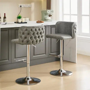 Furniture,Swivel Barstools Adjusatble Seat Height, Modern PU Upholstered Bar Stools With The Whole Back Tufted, For Home Pub And Kitchen Island Rieworkes