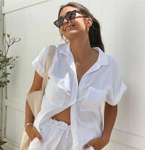 Short-sleeved Shirt And Shorts Suit Rieworkes