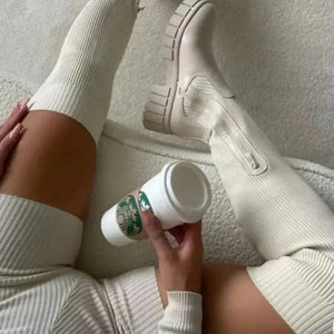 Thigh High Stretch Knit Boots Rieworkes