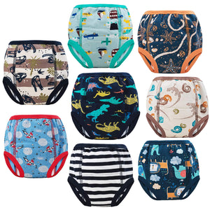 MooMoo Baby 8 Packs Potty Training Pants Cotton Absorbent Training Underwear for Toddler Boy and Girls 2T-9T 7 Years Dino Rieworkes