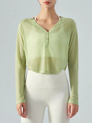 V-Neck Long Sleeve Yoga Top Sports Shirt Rieworkes