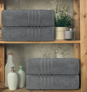 Wealuxe Grey Bath Towels Set of 4 Cotton 27x54 Inch Body Towel for Hotel Gym Rieworkes
