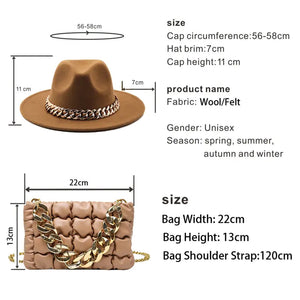 Fedora Hats Women Luxury Accessories Gold Chain Rieworkes