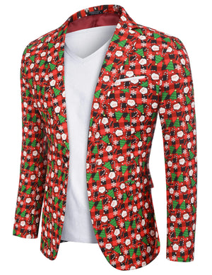 COOFANDY Christmas Jackets for Men Plaid Sport Coat Ugly Christmas Blazer (Christmas Blazer - Xmas Buffalo Plaid XL) Mimarta