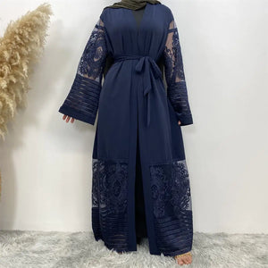 Embroidered Mesh Cardigan Robe Dress Mimarta