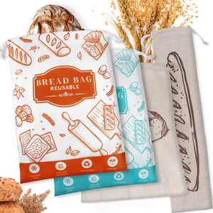 4-Pack Bread Bags for Homemade Bread Reusable Sourdough Bread Storage Bags with TPU Lining for Loafs Baguette Fresh KeepingFreezer Bread Keeper Homesteading Essentials and Baking Gifts. Mimarta