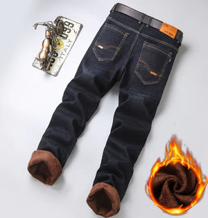 Warm Oversized Slim Straight Winter Fleece Pants for Men Mimarta