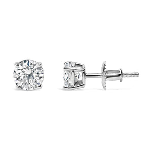 IGI Certified 14K White Gold 1 1/2 Cttw Round Diamond Solitaire Stud Earrings with Screwbacks (F-G Color, I1-I2 Clarity) Rieworkes