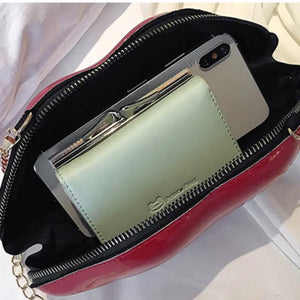 Mini Bags for Women 2023 New Fashion All-match Women's Shoulder Bag PU Solid Color Zipper Crossbody Patent Leather Lip Chain Bag Rieworkes