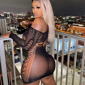 Mesh Cutout Mini Dress Rieworkes