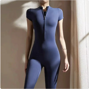Women's Long-Sleeve Zipper Yoga Jumpsuit Rieworkes