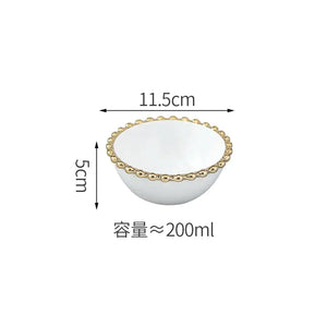 Nordic Gold Bead Ceramic Dinner Plates Rieworkes