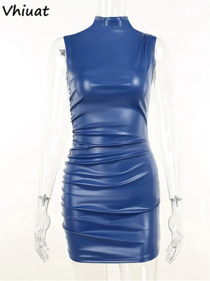 Women Sexy Leather Mini Dress Rieworkes