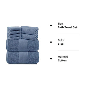 Resort Collection Soft Bath Towel Set 8 Pcs Luxury Hotel Plush Absorbent Cotton Rieworkes