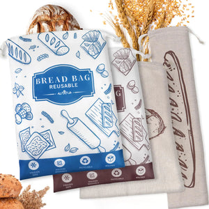 4-Pack Bread Bags for Homemade Bread Reusable Sourdough Bread Storage Bags with TPU Lining for Loafs Baguette Fresh KeepingFreezer Bread Keeper Homesteading Essentials and Baking Gifts. Mimarta