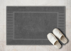 Luxury Bath Mat Floor Towel Set 22 x34 in 2 Pack Dark Gray Absorbent Cotton Rieworkes