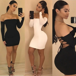 Strapless large women long sleeve backless night club dress women Rieworkes