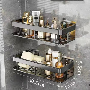Easy Mount Bath Organizer: No-Drill Wall-Mounted Shelves Amazingly Happy Store