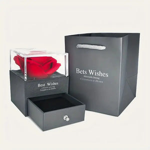 Necklace With Rose Flower Gift Box Rieworkes