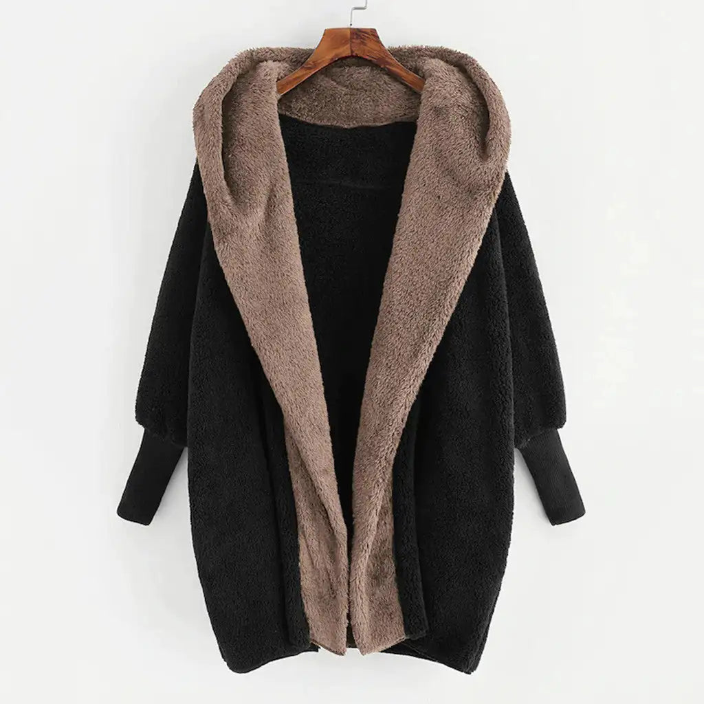 Double-Sided Velvet Hooded Loose Cardigan Coat Rieworkes