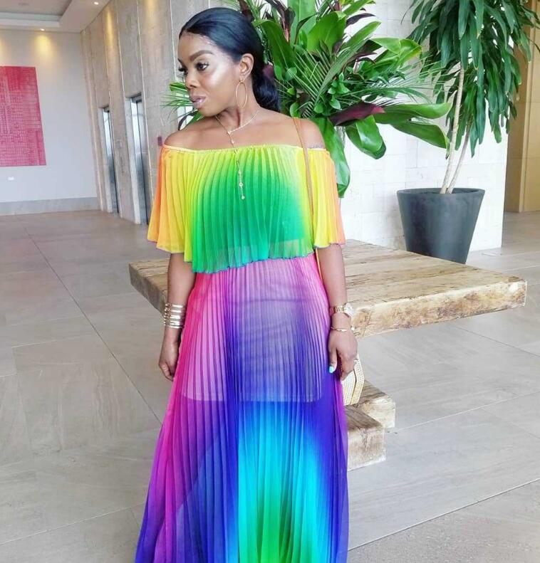 Gradient Pleated Sexy Dress Mimarta