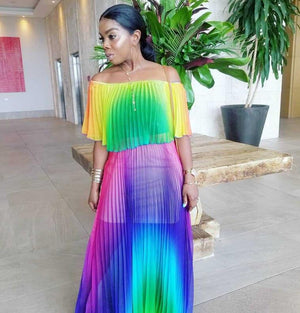 Gradient Pleated Sexy Dress Mimarta