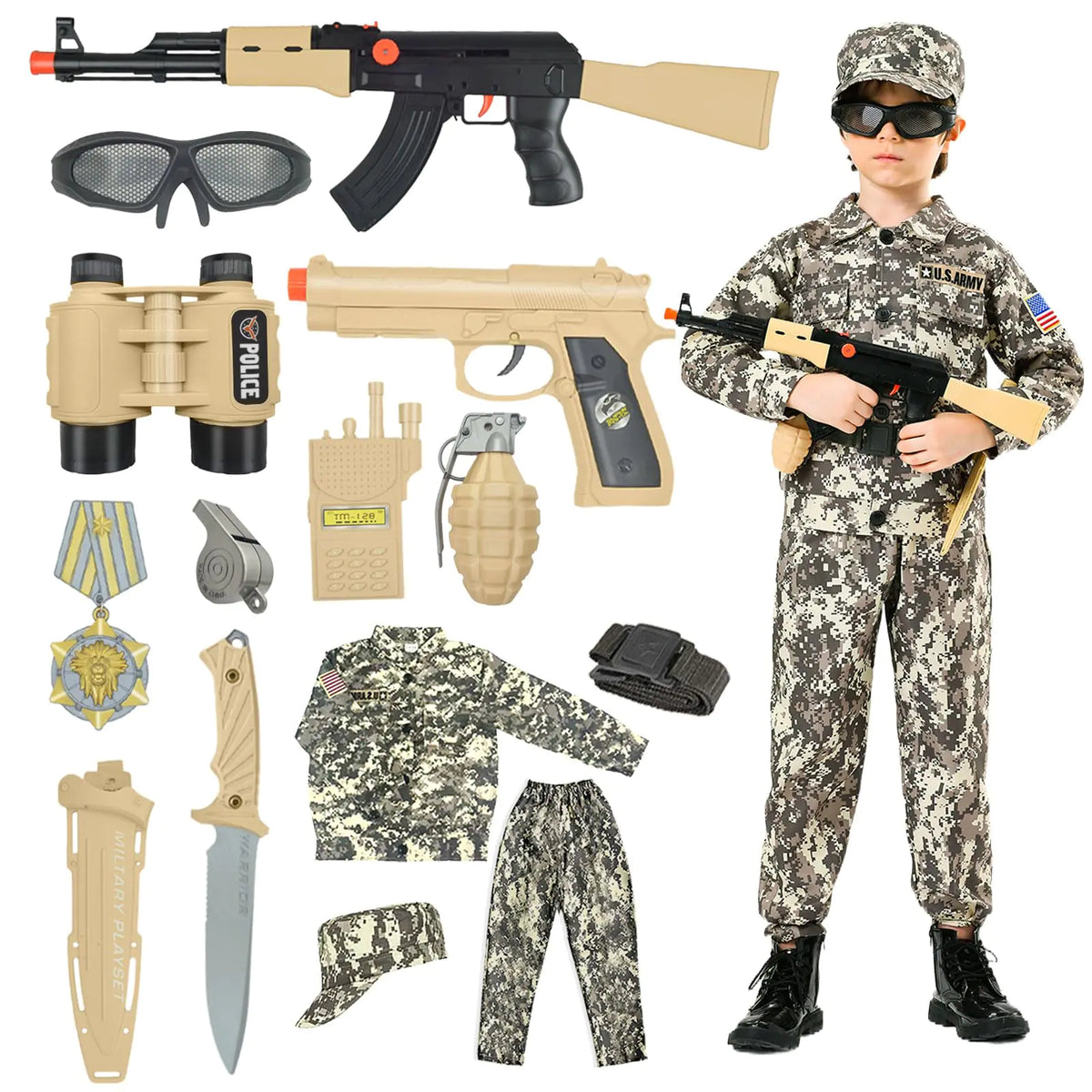 Kodvinp Army Costume For Kids Military Soldier Costumes For Boys Halloween Costumes Dress Up Role Play Set Mimarta