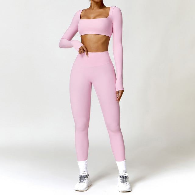 Women's 2PCS Yoga Tracksuit with Leggings and Crop Top Mimarta