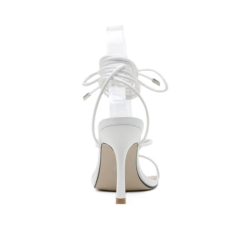 Vintage Square Toe High Heel Cross Strap Sandals for Women Rieworkes