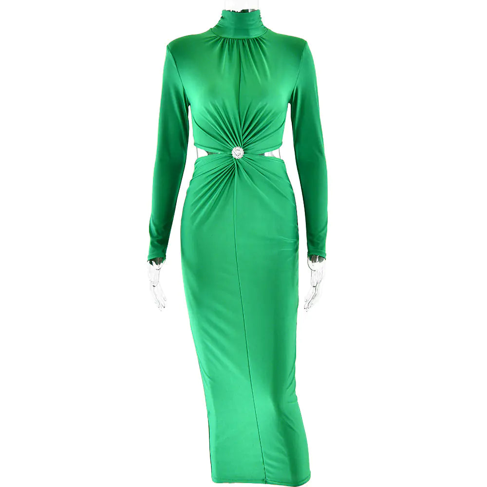 Fashionable Women's Half Turtleneck Long Sleeve Dress Mimarta