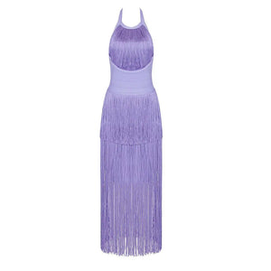 Fringe  Halterneck Backless Dress Rieworkes