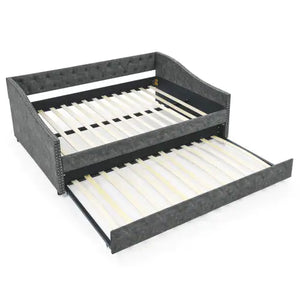 The Full-size Sofa Bed Features A Double-sized Upholstered Tufted Sofa Bed On Wheels Unavailable Platforms- Temu Rieworkes