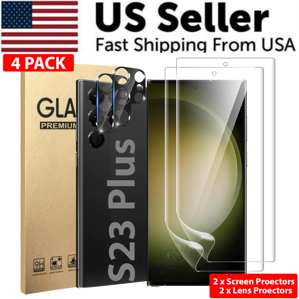 Tempered Glass Screen Protector Lens Hydrogel For Samsung S23 S22 Ultra Plus USA Rieworkes