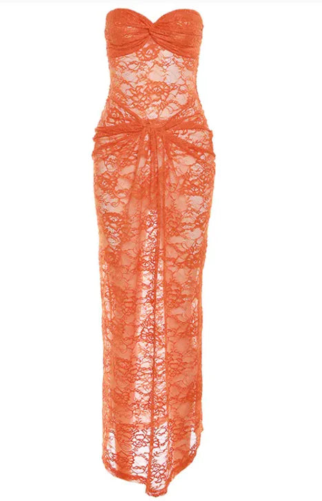 Lace Chest Wrap Sheath Dress Rieworkes