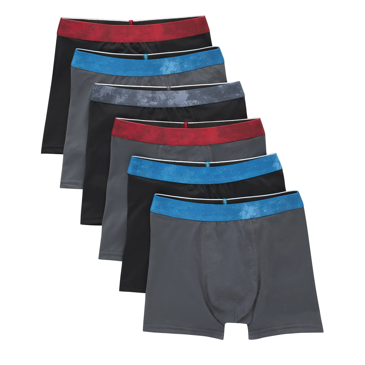 Hanes Boys' Big Performance Tween Boxer Brief Pack, X-Temp Mesh Stretch Underwear, Black, 6-Pack Large Black/Grey - 6 Pack Rieworkes