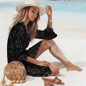 Lace Bathing Suit Cover Up Boho Beach Women Maxi Bikini Sundress Dress Summer US Rieworkes