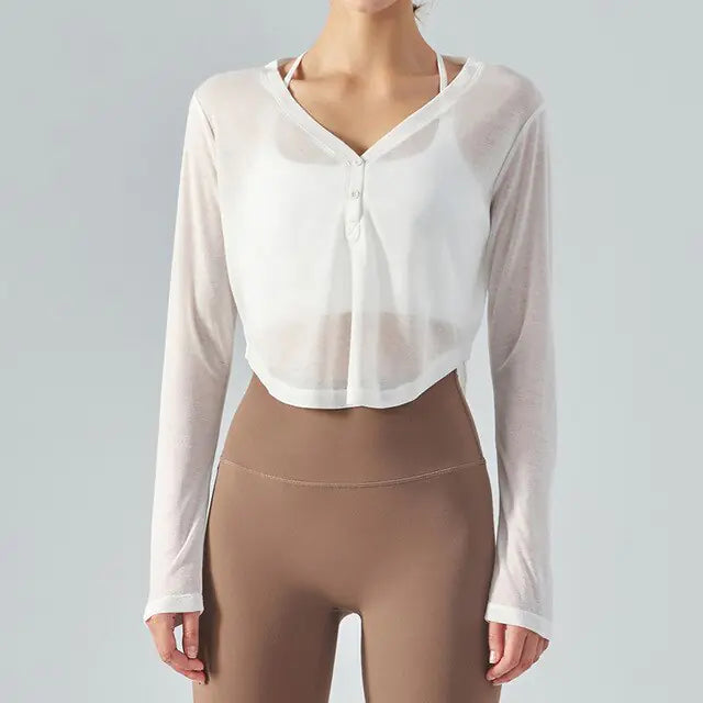 V-Neck Long Sleeve Yoga Top Sports Shirt Rieworkes