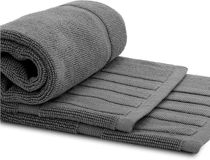 Luxury Bath Mat Floor Towel Set 22 x34 in 2 Pack Dark Gray Absorbent Cotton Rieworkes