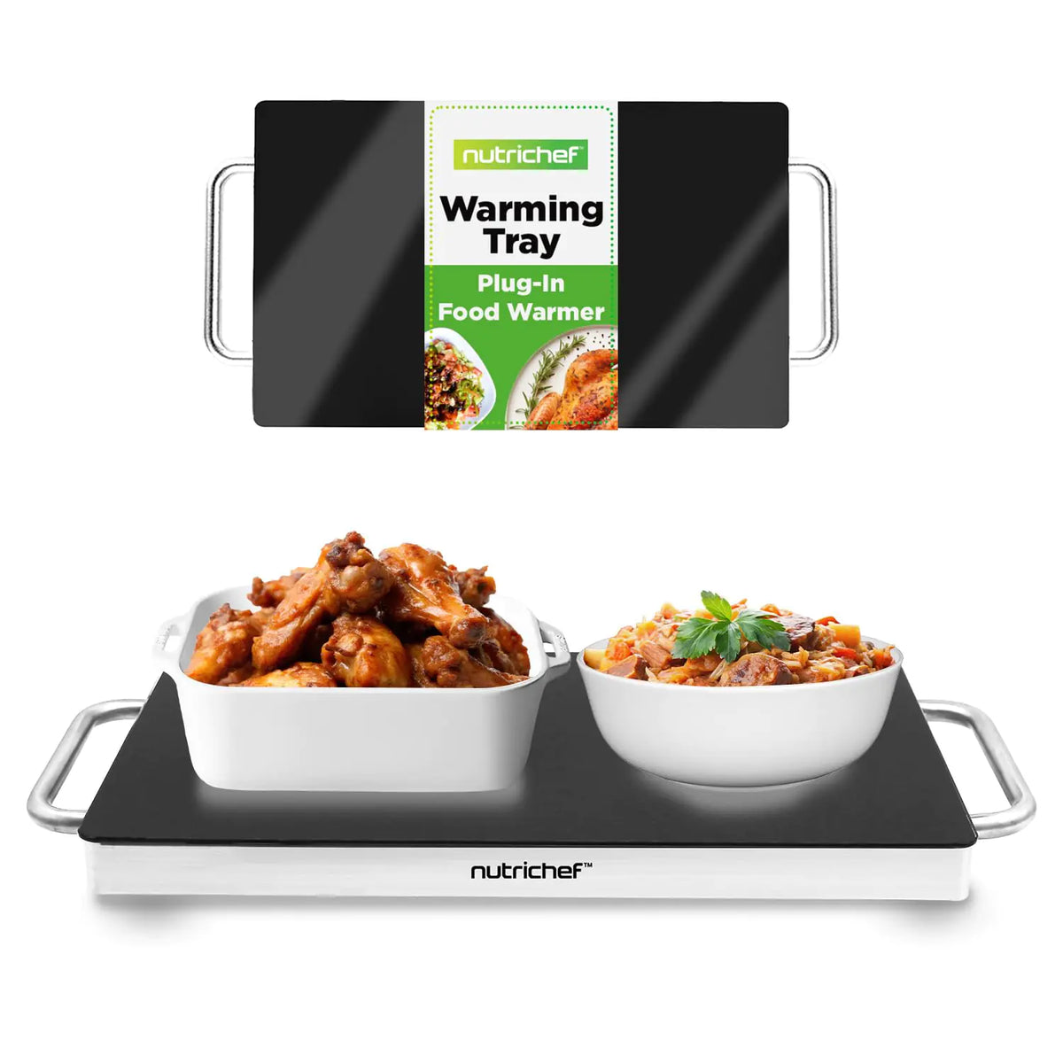 Nutrichef Electric Hot Plate Tray Dish Warmer with Black Glass Top | Ideal for Home Buffet Parties Kitchen & Dinners | Portable & Perfect for Tables or Countertops | 14.5 L x 8.6 W Mimarta